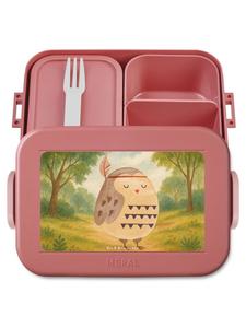 Mr. & Mrs. Panda Ланчбокс в виде совы с перьями, без надписи, пастельно-красного цвета