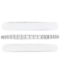 Кольцо из трех предметов, эмаль и кубический цирконий, стерлинговое серебро Macy'S, silver