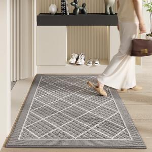 Dajiang Ковер 122х183 см для входной двери, износостойкий, модель Diamond Pattern - Light Gray, для счистки песка и пыли