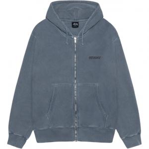 Джерси худи с молнией пигментного крашения Stussy, синий