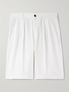 Прямые льняные шорты-бермуды Cliff со складками MASSIMO ALBA, белый