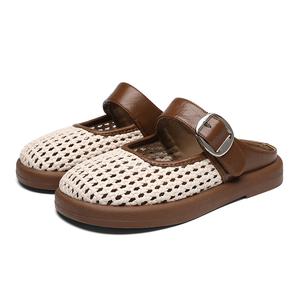 Тихие, износостойкие сандалии с закрытым носком для женщин ZHR, Beige Brown