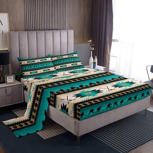 Erosebridal Комплект постельного белья Hockey в этническом стиле с геометрическим принтом ацтеков и стрел, Multi 24
