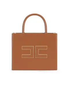 Небольшая сумка-шоппер с логотипом Elisabetta Franchi, коричневый