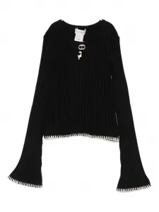 Топ с ребристой фактурой и рукавами-клеш Twinset Kids, черный