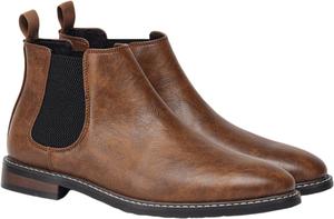 Мужские кожаные челси ZPLMIDE, ботинки-челси до щиколотки, повседневные, удобные, классические, без шнурков, формальные, вестерн-стиль, коричневый