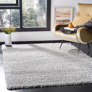 SAFAVIEH Athens Shag Collection ковер, 201 x 201 см, Silver, без линьки и простой в уходе, идеален для помещений с высокой проходимостью в гостиной, спальне (SGAS119S)