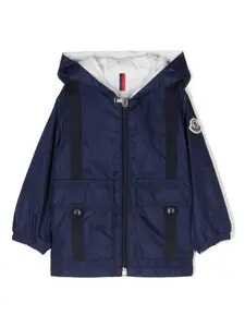 Куртка с капюшоном и нашивкой-логотипом Moncler Enfant, синий