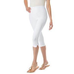 Женщина в женских леггинсах-капри из эластичного хлопка для миниатюрных размеров больших размеров Woman Within, белый