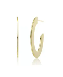 Стильные узкие ребристые серьги-кольца с покрытием из 14-каратного золота Rachel Glauber, gold