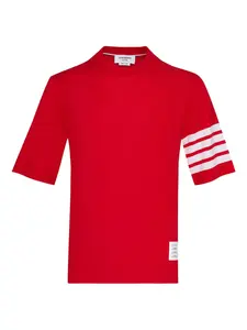 Футболка с короткими рукавами и полосками 4-Bar THOM BROWNE, красный