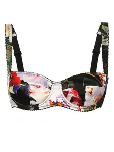 Бюстгальтер-балконет с цветочным принтом DOLCE & GABBANA, черный