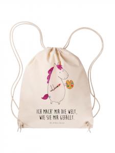 Mr. & Mrs. Panda Спортивная сумка «Единорог-художник» с надписью, кремового цвета