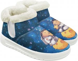 Женские зимние ботинки для снега с теплой изоляцией, для холодной погоды на улице, легкие, с флисовой подкладкой Hechitok, Guinea Pig Galaxy