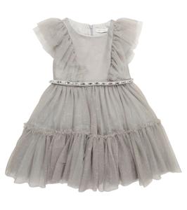 Платье из блестящего тюля Monnalisa, серый