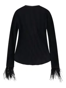 Топ с отделкой перьями Boss, черный