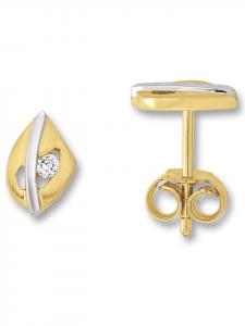 ONE ELEMENT Серьги-гвоздики с цирконием, из желтого золота 333 пробы