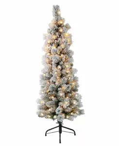 Искусственная рождественская елка Puleo высотой 4,5 фута с подсветкой из сосны Патагонии с флокированным покрытием и карандашом Puleo International, green