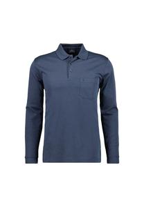 Мужская рубашка-поло с длинными рукавами — мягкая трикотажная рубашка-поло на пуговицах с длинными рукавами, смесь хлопка, планка на пуговицах, легкий уход RAGMAN, синий