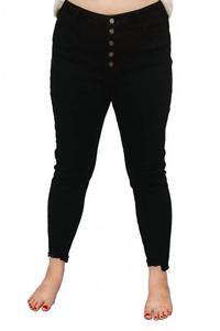 Черные узкие джинсы с высокой посадкой KanCan