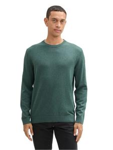 Пуловер Tom Tailor Pullover BASIC CREWNECK KNIT, зеленый