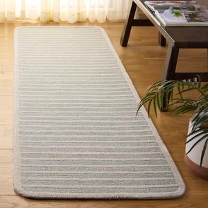 Ковер SAFAVIEH, 69 x 244 см, коллекции Ebony - ковер-дорожка, Light Blue & Ivory, ручной работы из шерсти, идеально для гостиной, коридора, прихожей, входа, спальни (EBN325M)