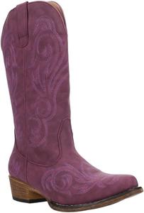 Женские ботинки ROPER Riley с вышивкой, с заостренным носком, повседневные, до середины голени, низкий каблук 1-2" - фиолетовые