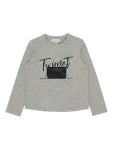 Футболка с логотипом TWINSET Kids, серый
