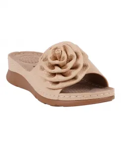 Женские плоские сандалии Honey Flower Rosette GC Shoes, коричневый/бежевый