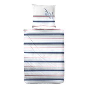 Постельное белье из перкаля Hahn Haustextilien GmbH Walcha, ткань хлопковая - белый/синий - 155 х 220 см