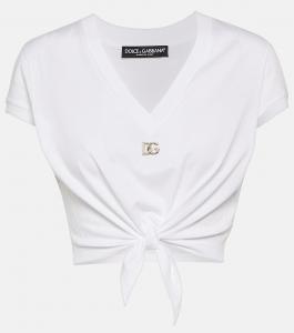 Футболка из хлопкового джерси с узлом DG DOLCE&GABBANA, розовый