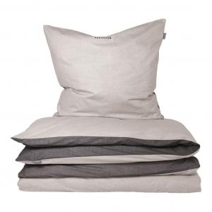 Двусторонний комплект постельного белья Schiesser | Прекрасный бобер | 100% хлопок экологически чистого производства | 135х200см + 80х80см | Светло-серый-темно-серый