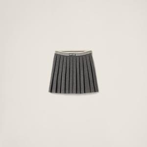 Юбка из шерсти и кашемира MIU MIU, сланцево-серый