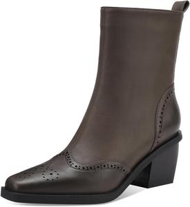 Женские сапоги TDD Western Gladiator на зиму, высокие ботильоны с широкой голенью, ботинки для женщин Chelsea из кожи с массивным каблуком, для нарядного и боевого стиля, утепленные ковбойские сапоги на высоком каблуке, Xa Brown