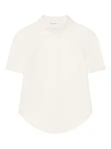 Топ с короткими рукавами и высоким воротником Courrèges, белый
