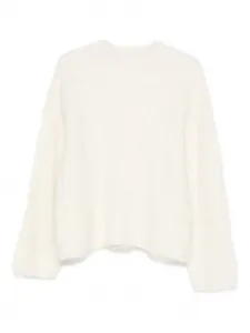 Вязаный джемпер с длинными рукавами и круглым вырезом Soft Goat, белый