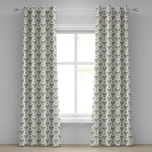 Штора на люверсах ABAKUHAUS для детского сада, с нарисованными вручную портретами лесных животных в стиле каракулей: спящие лисы и деревья, декоративные двухпанельные шторы, 280 см x 175 см, цвет: черный, бежевый, белый Abakuhaus