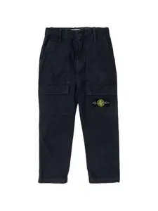 Брюки с нашивкой-логотипом и накладными карманами Stone Island Junior, синий