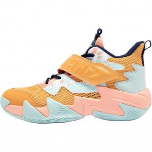 Детские баскетбольные кроссовки с противоскользящей подошвой и амортизаторами средней высоты QIAODAN, оранжевый/розовый
