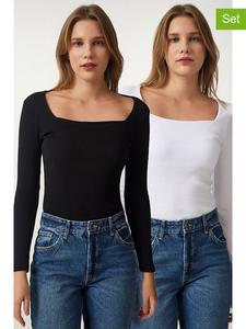 Лонгслив Happiness Istanbul 2er-Set: Longsleeves, черный/белый