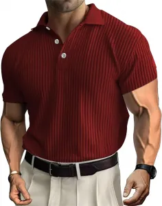 Мужская короткая рубашка-поло летняя casual QOAAIE