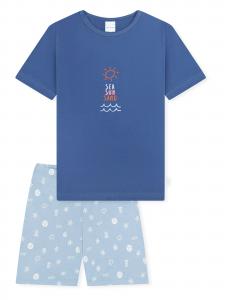 SCHIESSER Пижама 'Kids Nightwear' в светло-синем и темно-синем цветах