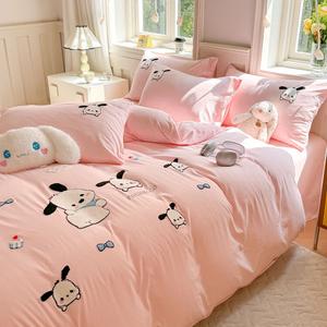 Disney Комплект постельного белья 1,5 м, размер 200x230 см, ультрамягкий постиранный хлопок, вышивка полотенцем, цвет Paha Fen