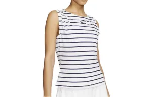 Nike Теннисный топ Women's White Blue Crew Neck Moderate