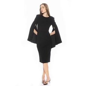 Женское платье миди с драпировкой и круглым вырезом Alexia Admor, Black