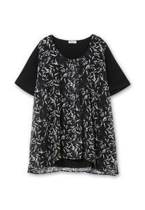 Блузка-Рубашка из трикотажа и шифона Sheego, черный