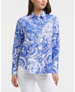 Женская рубашка с длинными рукавами из льняной смеси Ellen Tracy, Azure batik floral