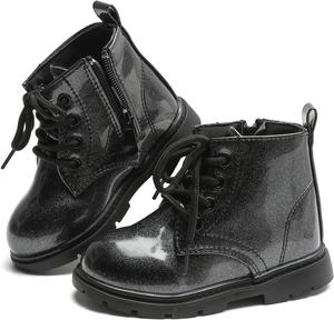 Детские сапожки, для девочек и мальчиков, обувь, боковая молния, милые ботильоны (малыши/маленькие дети) Mybozz, Schwarz Glitter