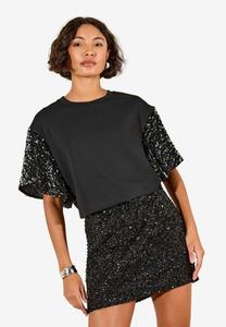 Блуза Friends Like These REGULAR FIT CONTRAST SEQUIN , Black/Silver-Coloured