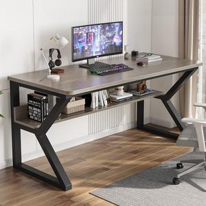 Компьютерный стол Xinmeikai с полкой, 80x60x74 см, черная рама + Muni Gray